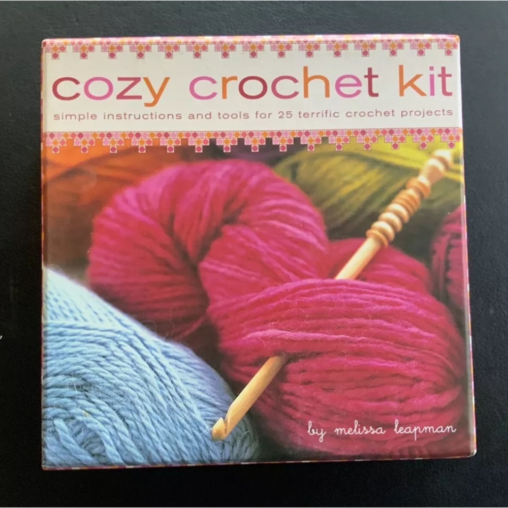 New in Box Cozy Crochet Kit by Melissa Leapman Instructions and Tools